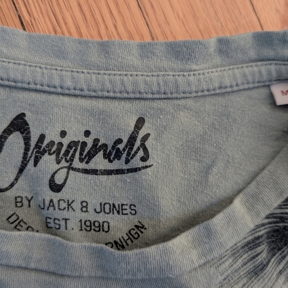 Jack & Jones Originals Graphic Tee in Teal. 3 For $20 - Picture 3 of 4